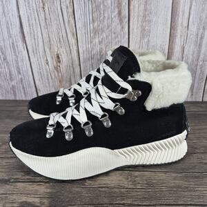 Sorel Out N About III Conquest WP Faux Shearling Women's Sz 7.5 Boots Black VGC